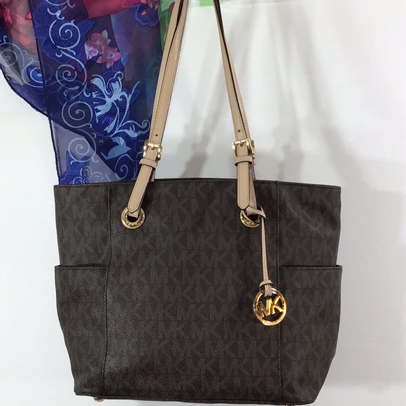 MICHAEL Michael Kors Handbags - MMK brown logo Jet Set tote bag shoulder bag